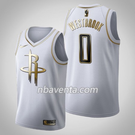 Camiseta Hombre Houston Rockets Russell Westbrook 0 2019-20 Nike Blanco Golden Edition Swingman